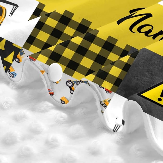 Personalized Excavators Trucks Construction Baby Car Seat Canopy for Babies with Name, Custom Car Seat Covers for Boys, Opening Minky Nursing Breastfeeding Cover Infant Carseat Canopies for Newborn