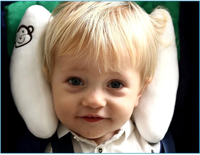 Inchant Adjustable Baby Soft Head Neck Support - Children Travel Car Seat Safety Pillow Cushion, Banana Pillow Stroller Head Support for Toddlers Infants Child - White