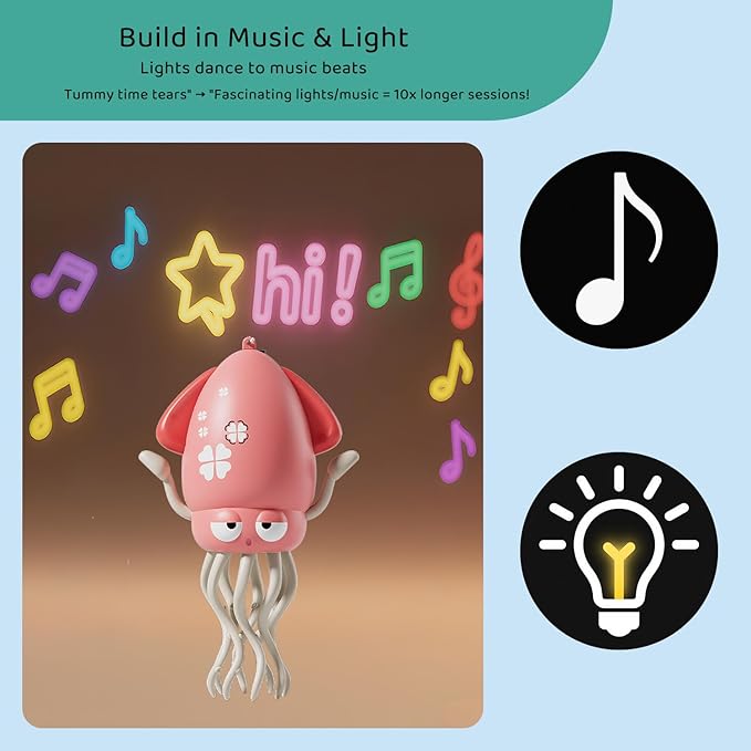 Baby Stocking Stuffers 6-12 12-18 Months Boys Girls, Tummy Time Musical Dancing Squid Crawling Octopus Toy for 1 2 3 4 5 Year Old Kid, Toddler Birthday Christmas Gifts for Grandkids