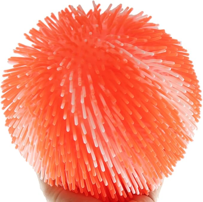 1 Orange and White Striped Multi-Color Tie Dye Swirl Jumbo 8" Puffer Ball - Sensory Therapy Fidget Stress Balls - OT Autism SPD (1 Orange/White)