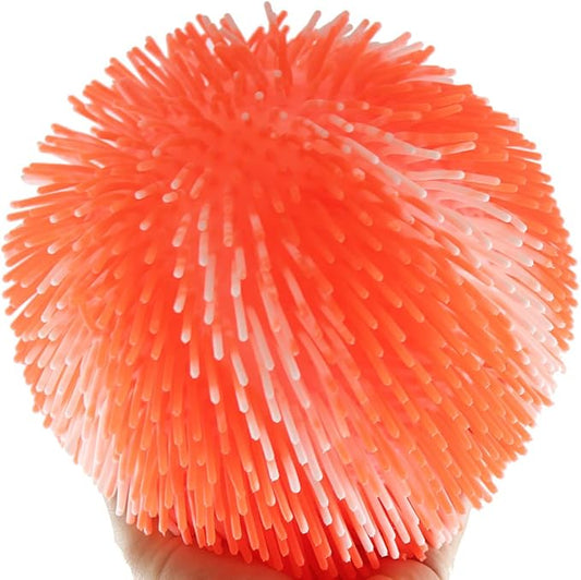 1 Orange and White Striped Multi-Color Tie Dye Swirl Jumbo 8" Puffer Ball - Sensory Therapy Fidget Stress Balls - OT Autism SPD (1 Orange/White)