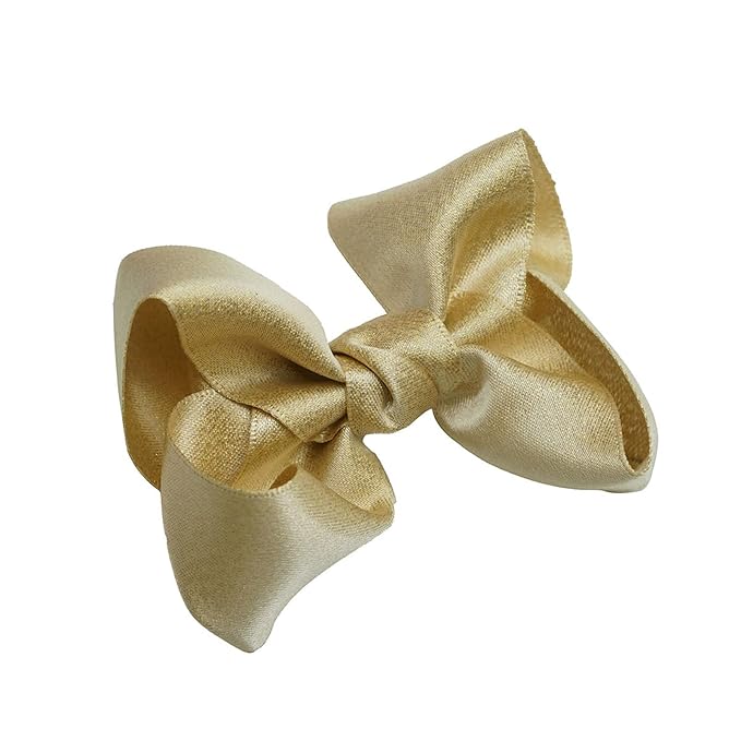 3 Inch Baby Girl Hair Bows Clips Hairpin Headwear Little Teen Toddler Girls Kids Teens Toddlers Hair Accessories - Set of 2 (Gold)