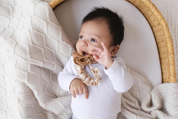 Muslin Cotton - Metal-Free Pacifier Clips, Lightweight and Secure Pacifier Holder for Babies (Hazel Miel) - Mila & Lulu