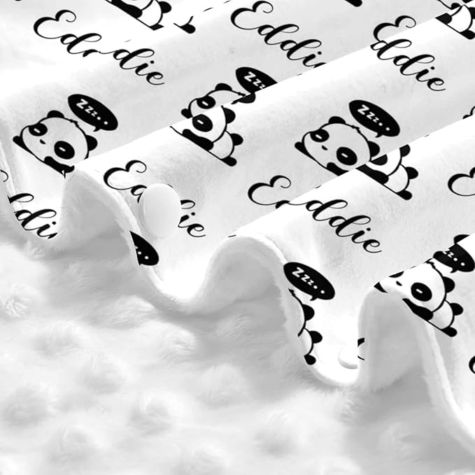 Personalized Baby Car Seats Canopy for Babies with Name, Custom Multi-use Covers for Baby Boys Girls, Cute Little Panda Minky Nursing Breastfeeding Stroller Cover Canopies for Newborn Infant