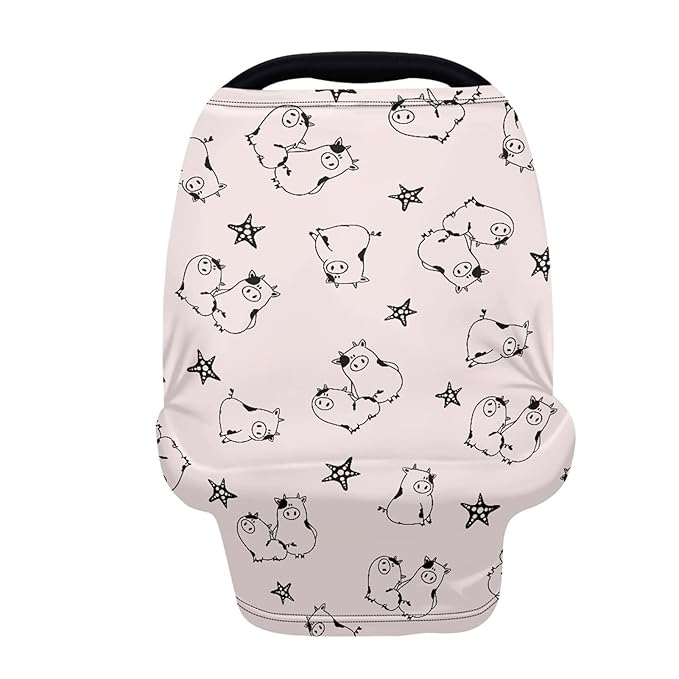 Forchrinse Cute Cow Star Print Infant Car Seat Cover Nursing Cover Breastfeeding Cover for Girls Soft Baby Car Seat Canopy Women Scarf