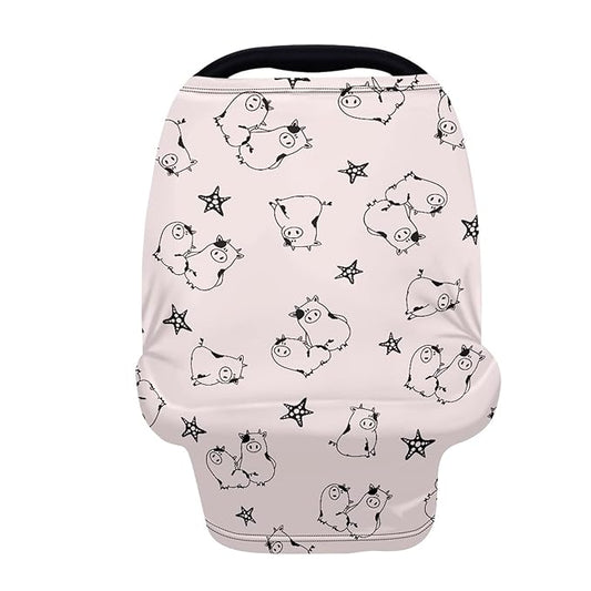 Forchrinse Cute Cow Star Print Infant Car Seat Cover Nursing Cover Breastfeeding Cover for Girls Soft Baby Car Seat Canopy Women Scarf