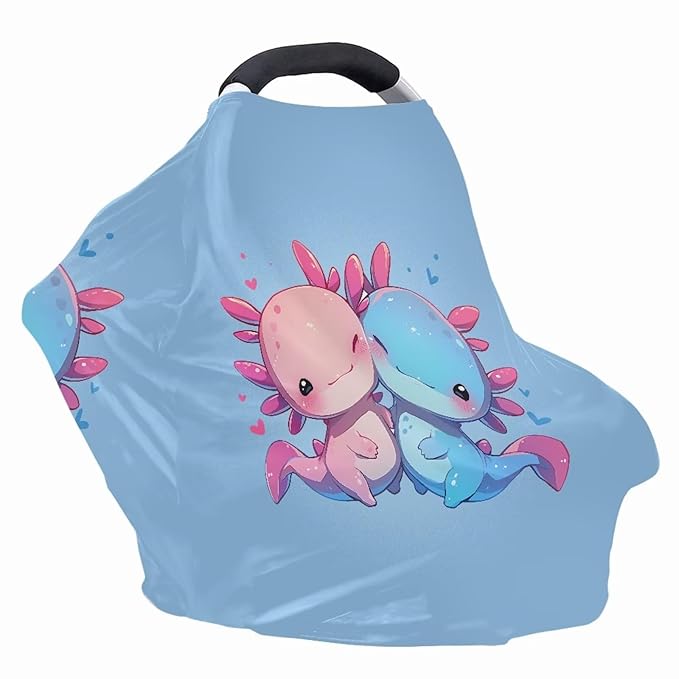 Biyejit Cute Axolotls Nursing Cover, Car Seat Cover, Shopping Cart Cover & Infinity Scarf – Breathable, Multi-Use Nursing Cover Up for Breastfeeding, Carseat Canopy & Stroller Cover