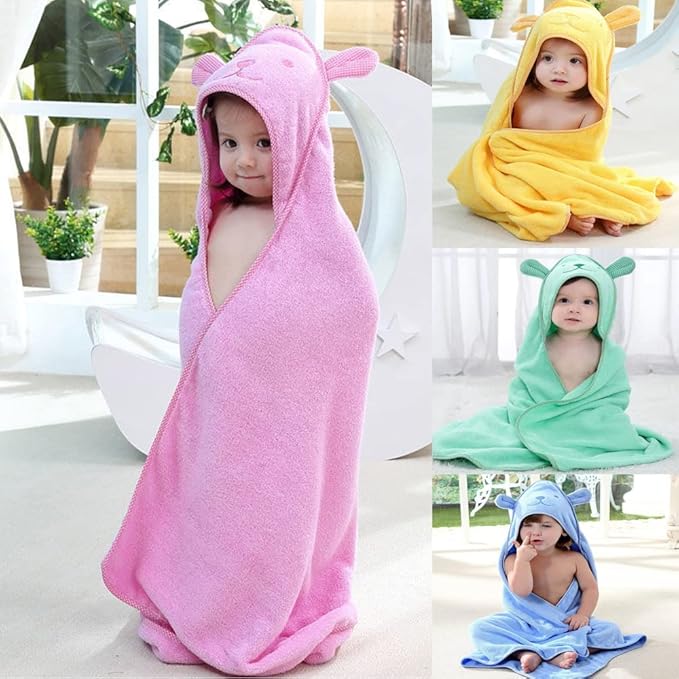 Baby Hooded Toddler Towel with Bear Ear- Soft and Thick 100% Cotton Bath Set for Kids Girls Boys Infant ad Toddler, Good Choice (Yellow)