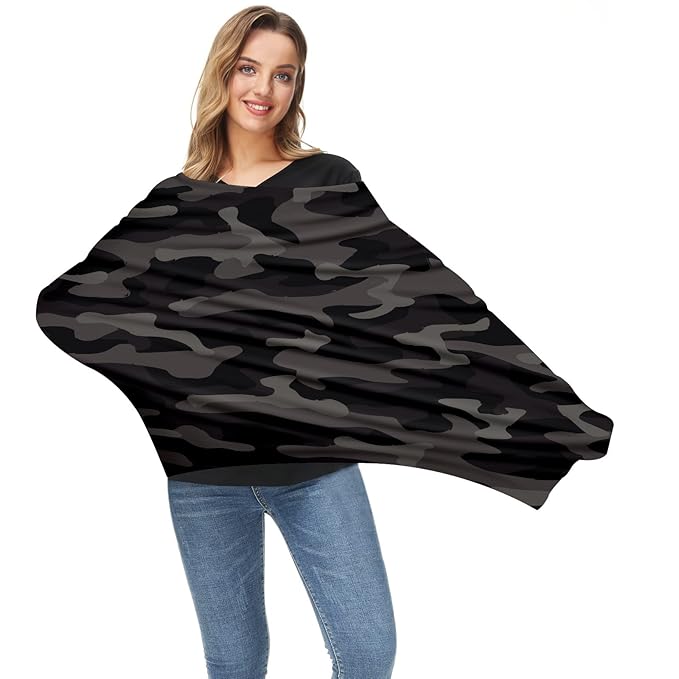 Baby Car Seat Stroller Covers Black and Grey Camouflage Nursing Cover Breastfeeding Scarf Soft Breathable Stretchy Coverage Carseat Canopy Cover for Boys and Girls Soft Breathable Multi Use
