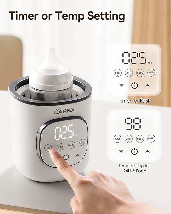 Larex Electric Baby Swing for Infants & Bottle Warmer Remote Control Indoor Baby Rocker with 5 Sway Speeds,1 Seat Positions Fast Baby Bottle Warmer for Breastmilk and Formula