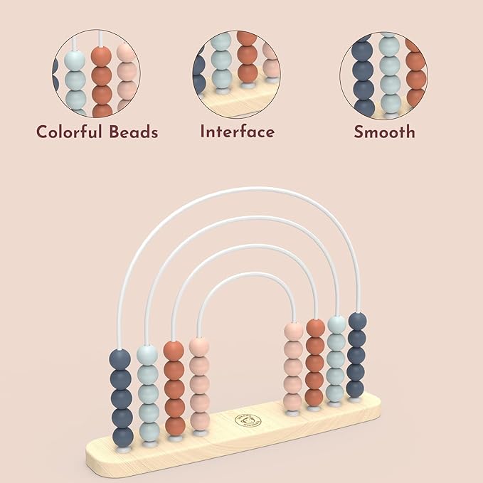 Speedy Monkey Wooden Roller Abacus Toy, Colorful Beads, Develops Hand-Eye Coordination, Color Recognition & Creativity, Smooth Sliding on Stainless Steel Rods, Non-Toxic Paint, Ideal for Kids