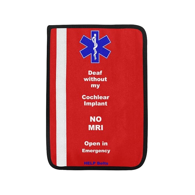 Deaf Without Cochlear Implant Seat Belt Cover, Medical Alert, Car Seat Belt Cover, Deaf Diseases, Seat Belt for Kid