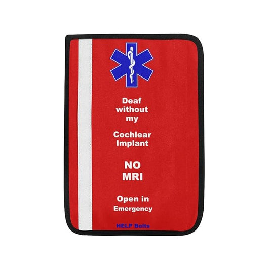 Deaf Without Cochlear Implant Seat Belt Cover, Medical Alert, Car Seat Belt Cover, Deaf Diseases, Seat Belt for Kid