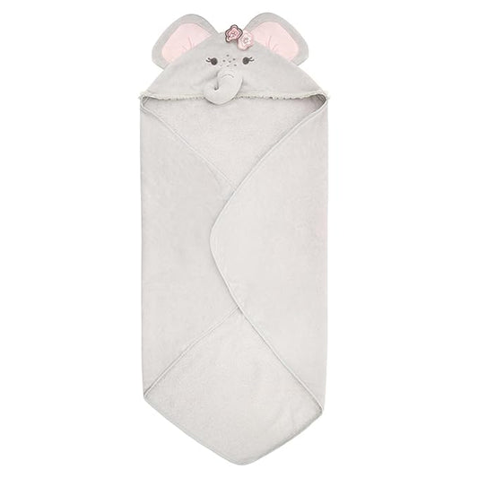 Stephan Baby Hooded Towel - 100% Cotton with Fun Animal Design for Infants and Toddlers, 31" Square, Elephant Pink