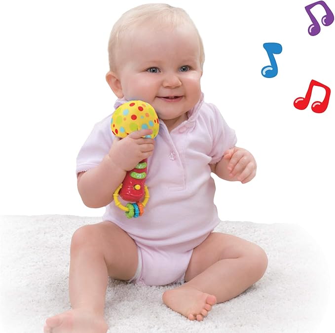 KiddoLab Baby Microphone Toy. My First Kids Microphone with Sounds and Teethers/Rattle. Battery Operated Toy for Toddlers and Babies 3-36 Months
