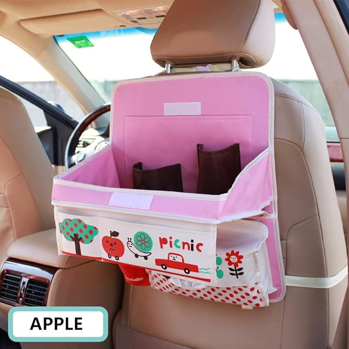 Cute Cartoon Car Backseat Organizer Auto Car Foldable Table Tray Seat Back Storage Bag Organizer for Baby Kid