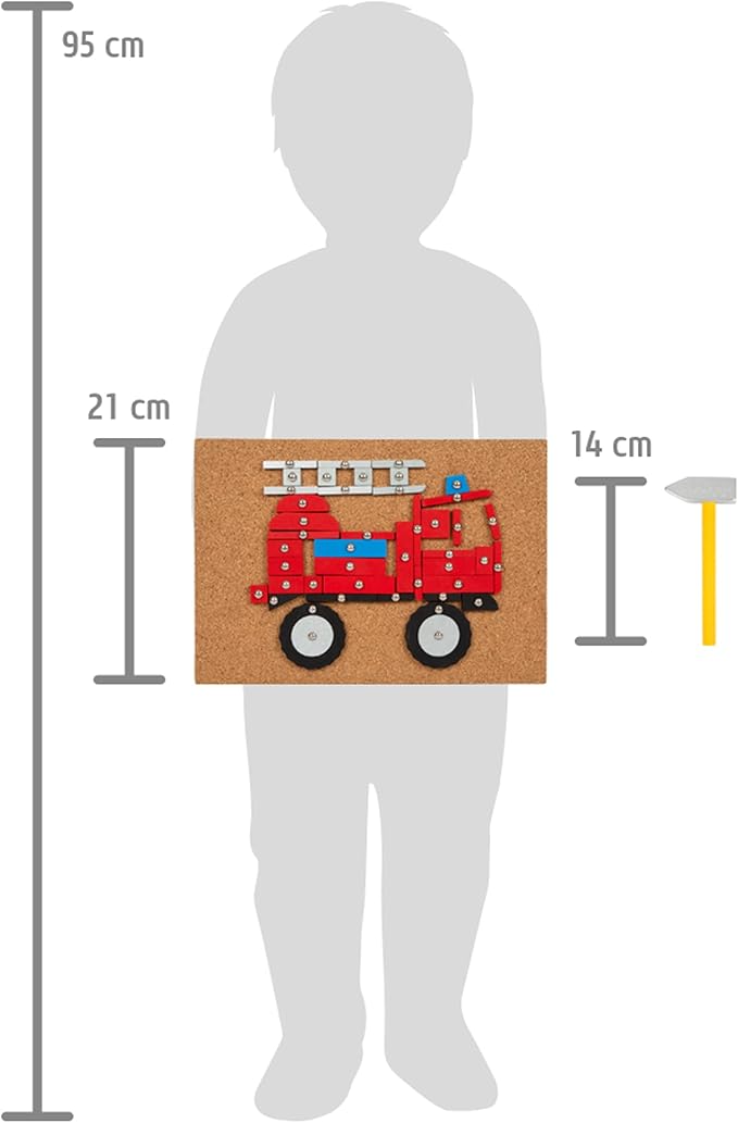 Small Foot 12360 Wooden Vehicles with Cork Board and Hammer for Children from 3 Years, 12360 Toy, Multi-Colour
