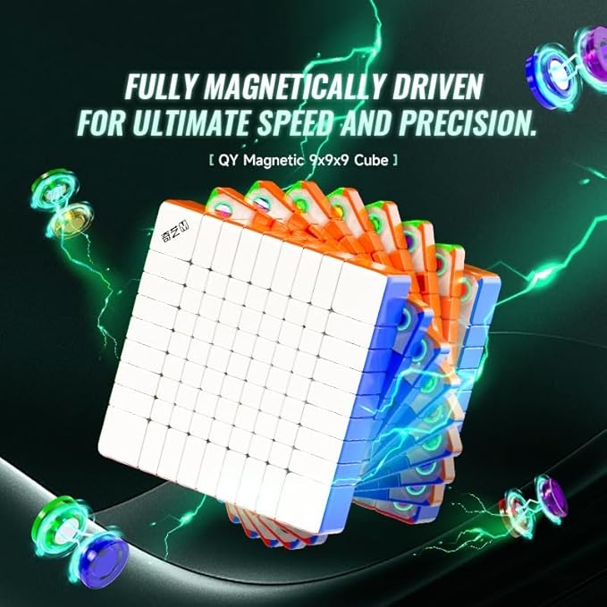 Bukefuno QY Magnetic 9x9 Speed Cube 68MM Magic Stickerless 9 M Education Toys Puzzle Cube 2024 QY 9x9x9 Professional Magnetic Cube