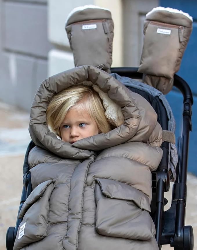 7AM Enfant Stroller Warmmuffs Gloves - Anti-Freeze Stroller Mittens for Handlebars, Water Repellent Hand Warmer Muff for Cold Weather, Plush Lined Stroller Warmmuffs | Winter Stroller Accessories