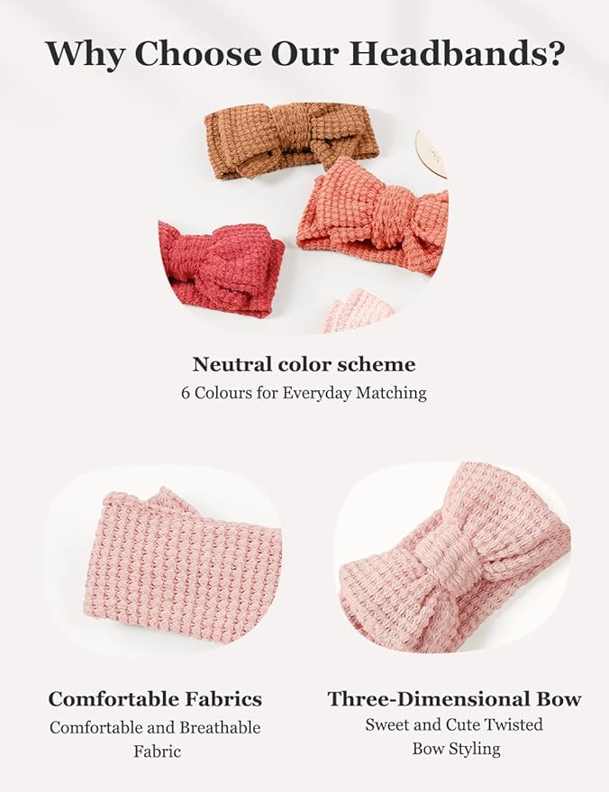 Stretchy Baby Girl Headbands Bows, Infant Headband Bows for Baby Bonnet Newborn Head Wraps Toddler Unisex (TD009)
