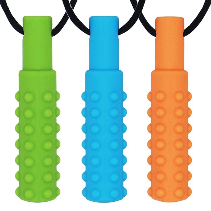 Xtra Tough (XT) Sensory Chew Necklace (3 Pack) - Sensory Oral Motor Aids Teether Toys for Autism, ADHD, Baby Nursing or Special Needs- Designed for Moderate & Aggressive Chewer