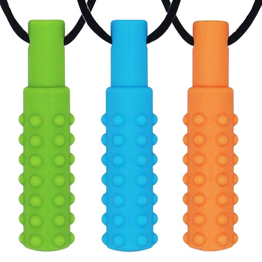 Xtra Tough (XT) Sensory Chew Necklace (3 Pack) - Sensory Oral Motor Aids Teether Toys for Autism, ADHD, Baby Nursing or Special Needs- Designed for Moderate & Aggressive Chewer