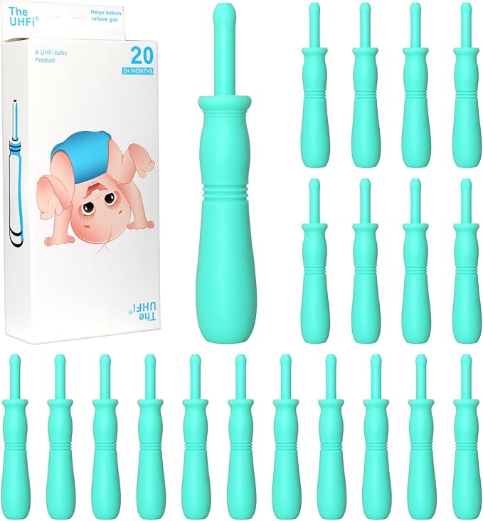 uhfi Gas and Colic Reliever for Babies, 20 Count Natural Solution Effective Instant Constipation Gas Relief for Babies Boys Girls Colic and Gas Relief, Green