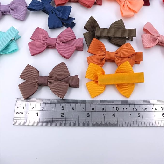 Cute Hair Clips for Baby Toddler Girls Tiny Hair Bow Alligator Clips in Fringe Bangs Hair Barrettes Accessories (Ambrosia 16 PCS)