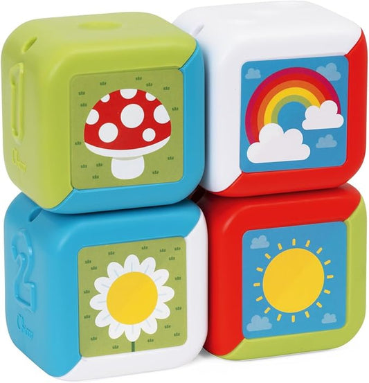 Chicco Set of 4 Colourful Animal Blocks Stacking for Sensory Pleasure, Crafts and Logic Activities Toys for Kids, 10-36 Months