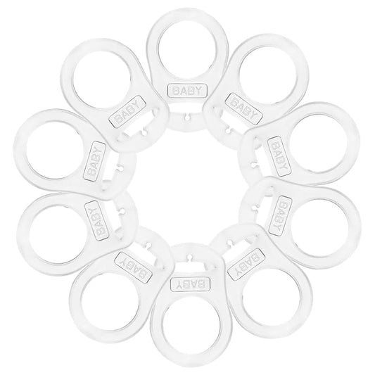 AUEAR, 10 Pack Silicone Adapter Rings Holder for Nipple Pacifier Clip Food Grade Transparent Color