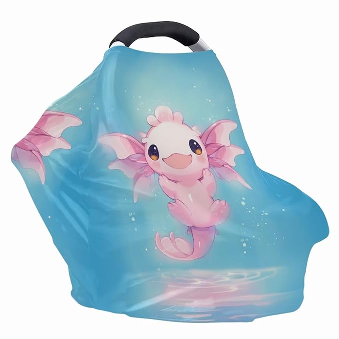Youngerbaby Cute Axolotl Nursing Cover Breastfeeding Super Soft Multi Use for Baby Car Seat Covers Canopy Shopping Cart Cover Scarf Light Blanket Stroller Cover Baby Girl Necessities