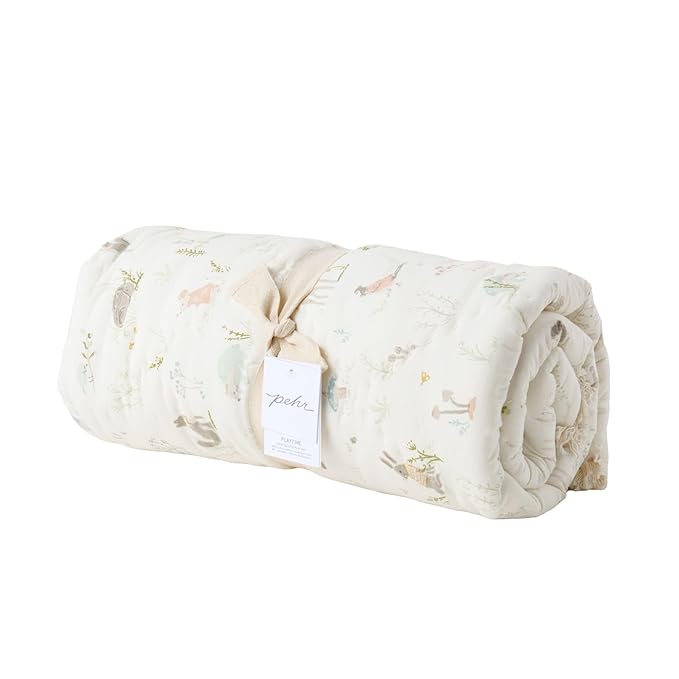 Pehr Baby Play Mat, Forest Fable | Ultra-Soft Quilted 100% Cotton Exterior with Plush Polyester Fiberfill | 40" Diameter
