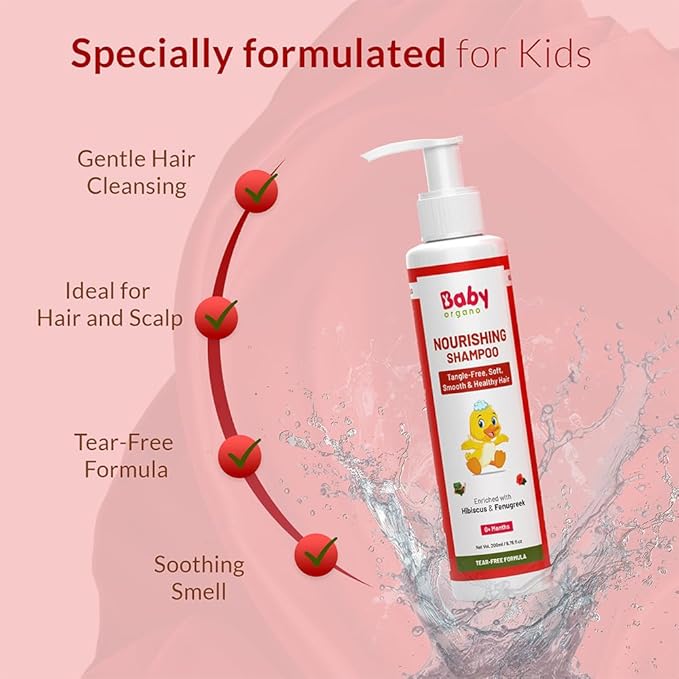 Baby Organo Ayurvedic Bhringraj, Lemon Tear Free Baby Shampoo for Newborns and Kids Promotes Healthy Shiny, Smooth, Silky & Soft Shampoo 6.76 fl oz (Pack of 1)