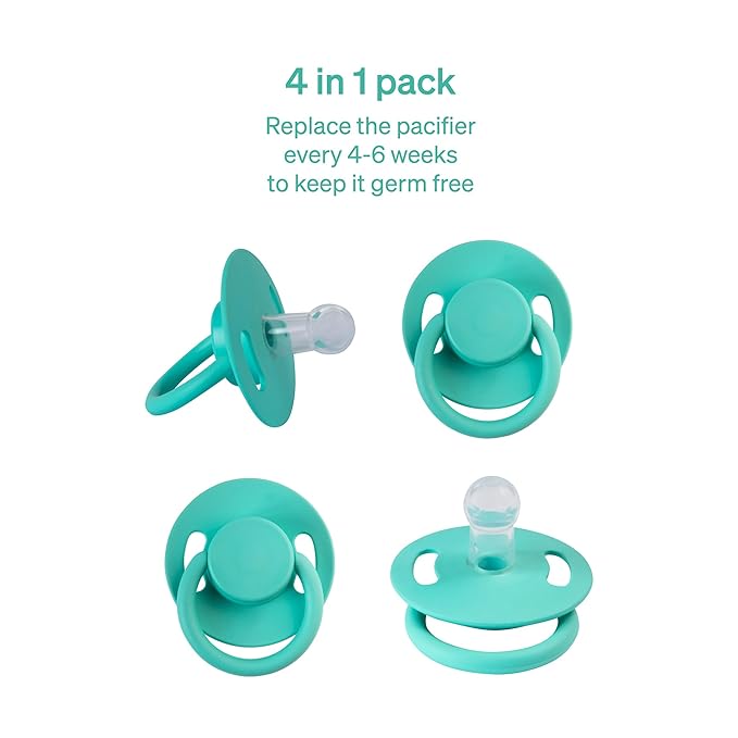 Symmetrical Pacifier by LoveNoobs, 4 Pack, Pacifiers 0-6 Months, Baby Starter Kit, Newborn Silicone Dummy, Orthodontic, Teething Soothers, Newborn Gift