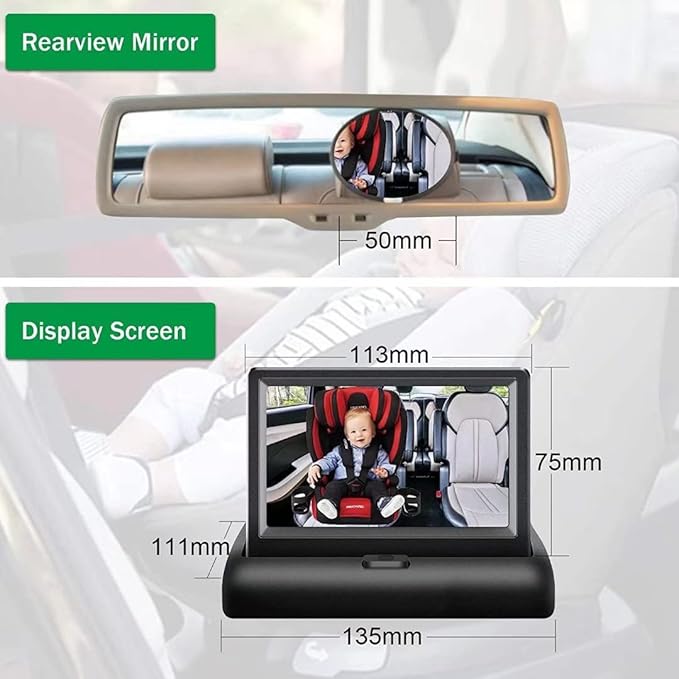 Baby Car Mirror Safety Seat Mirror Camera and Monitor with Infrared Night Vision Best Baby Monitor for Car Seat
