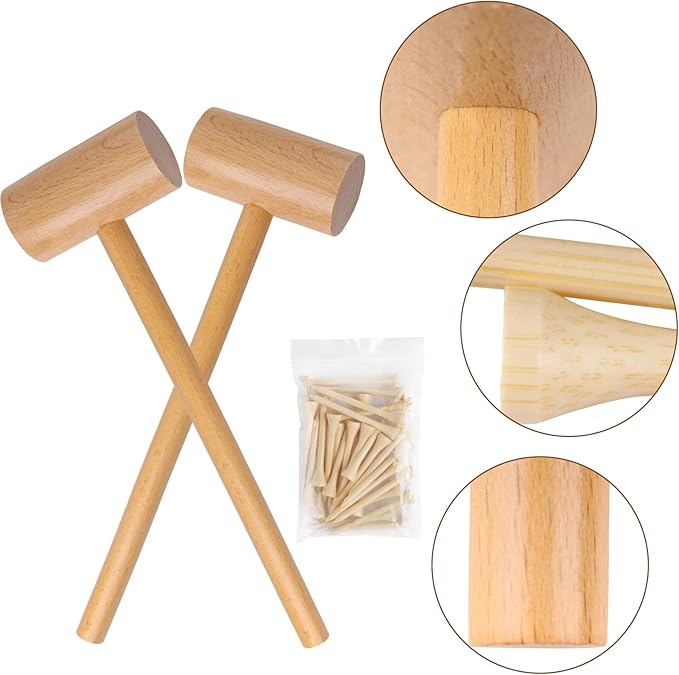 Wooden Mallet Hammering & Pounding Toys Set Simulation Wooden Mallet Toddler Fake Hammer Portable Montessori Toy Hammer and Nails for Kids