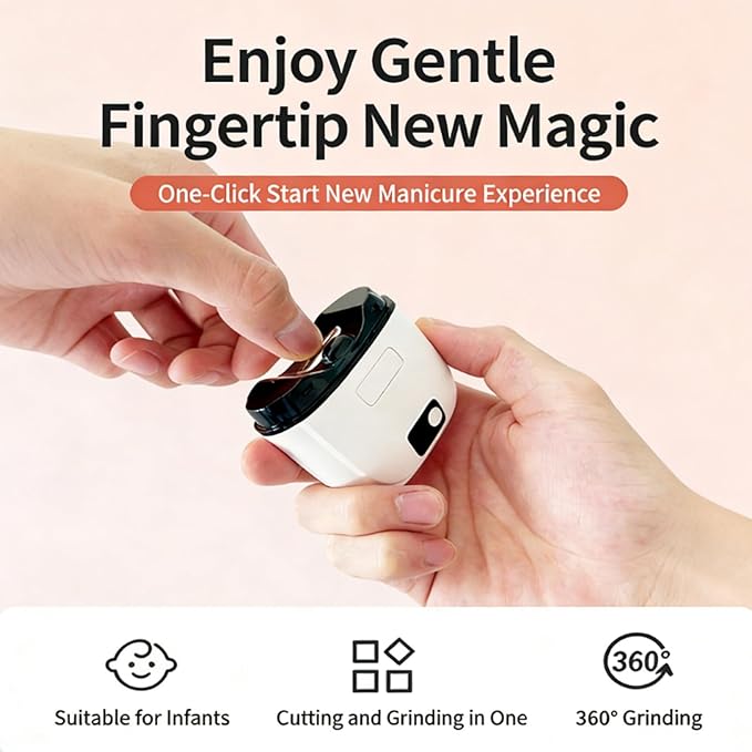 Electric Nail Clipper, 3-Speed Rechargeable Nail Trimmer with LED Light Quiet Motor & Nail Debris Collector, Automatic Safe Fingernail and Toenail Cutter for Babies Kids Adults Seniors