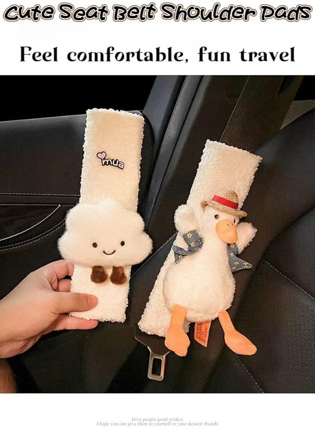 BNTR Car Seat Belt Cover 2PCS Stocking Stuffers Cute Creative Flower Safety Seatbelt Shoulder Pad Auto Accessory Neck Cushion Protector Seatbelt Shoulder Protector Nice Gift (2-Pack Pink Green Blue)