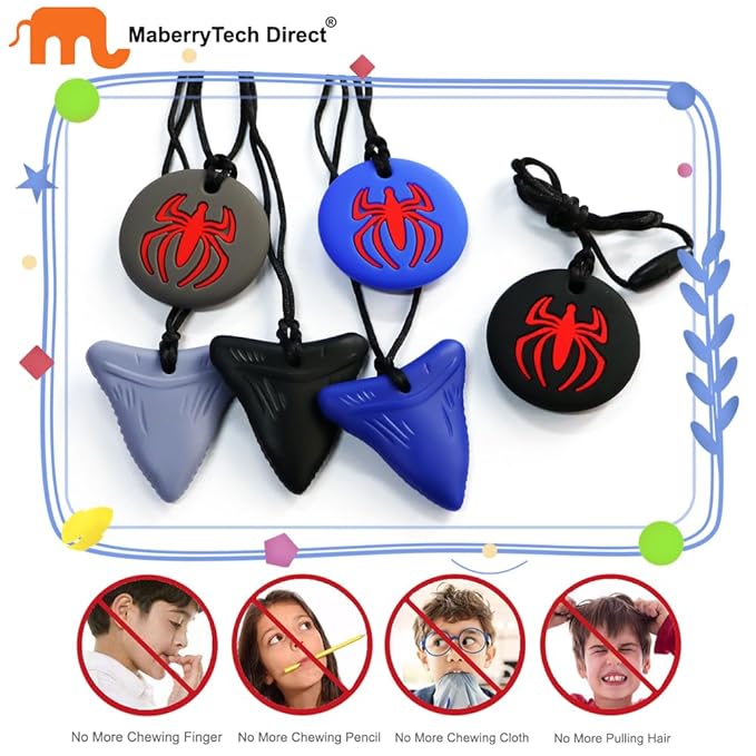 Chewy Necklace Sensory Toys for Kids with Autism, 18 Pack