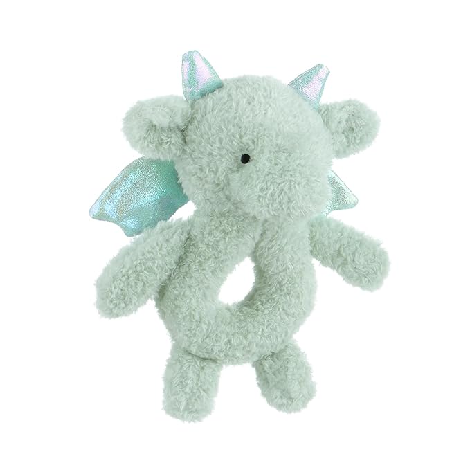 Apricot Lamb Baby Dragon Dinosaur Soft Rattle Toy, Plush Stuffed Animal for Newborn Soft Hand Grip Shaker Over 0 Months (Dragon, 6 Inches)