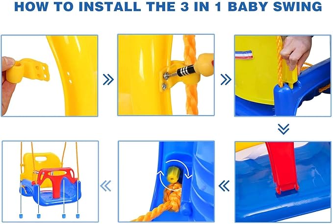 RedSwing 3-in-1 Baby Swing Seat, Toddler Swing, Anti-Flip Snug & Secure Detachable Infants to Teens Kids Swing Seat for Outside Playground, Blue