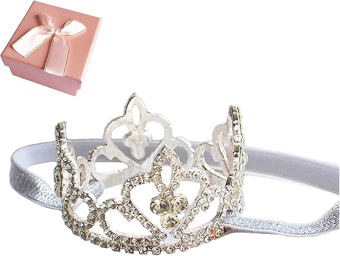Elesa Miracle Little Girl Crown Baby Girl Infant Toddler Crystal Crown Tiara Headband Baby Photography Headband Props