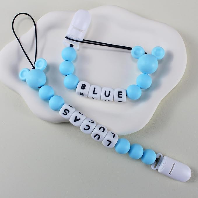 Personalized Pacifier Clip with Name, Customized Pacifier Clip with Name for Baby, Pacifier Holder with Cute Mouse Head
