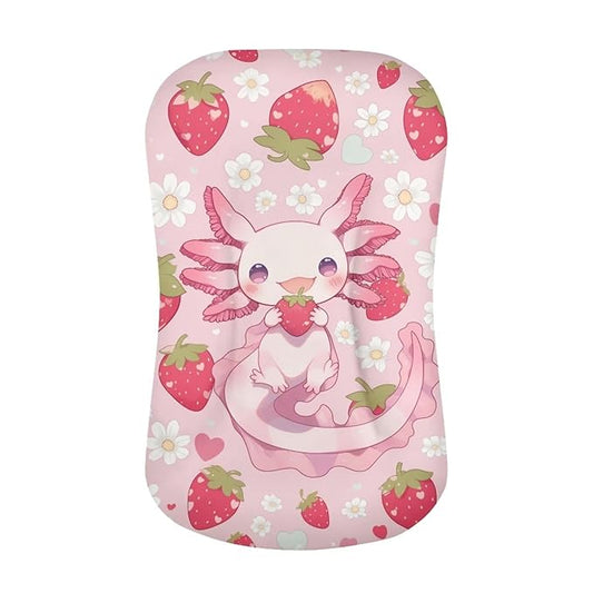 Strawberry Axolotl Baby Lounger Cover for Boys, Pink Newborn Infant Lounger Covers 31.5'' x 21.3'', Soft and Breathable Nest Replacement Slipcover