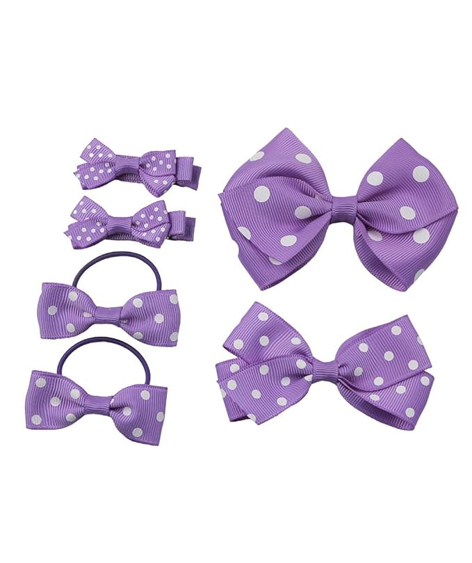 Polka dot Hair Clips Bow Baby Girls Polka dot Barrettes Clips BBG54 (B5-Lavender)