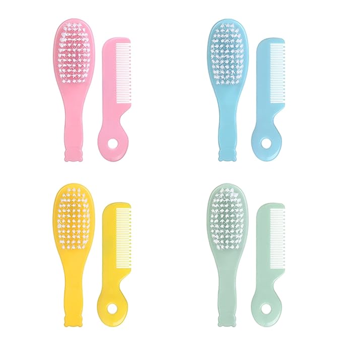 Newborn Caps Brush Soft Hair Brush Hair Comb Set Travel Hair Comb For Baby Toddler Bathing Head Massage