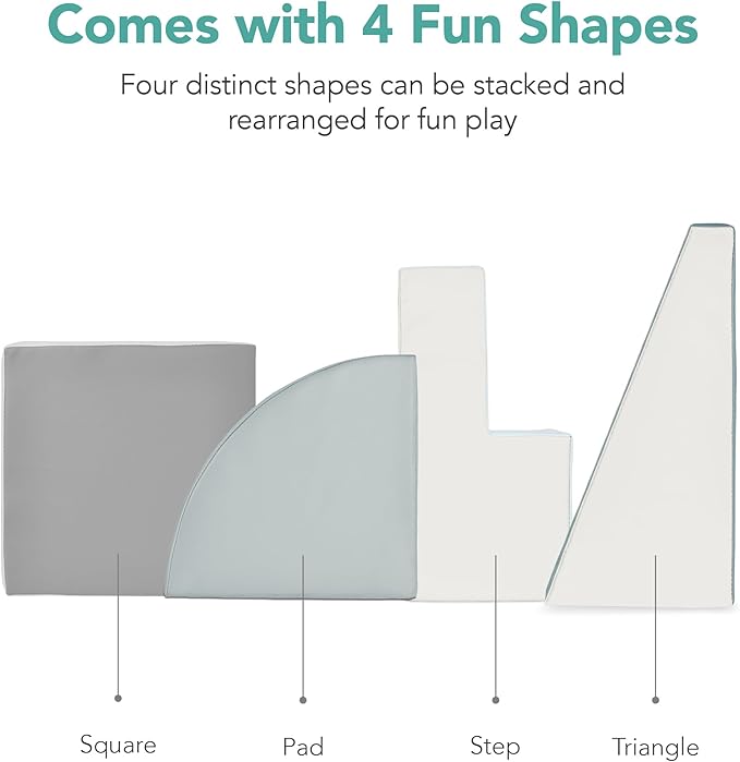 Best Choice Products Soft Foam Climbing Blocks for Toddlers, 4-Piece Baby Play Set, Easy-Clean Vinyl Foam Shapes, Safe Certified Materials, Early Learning Motor Skill Development Toy - Blue