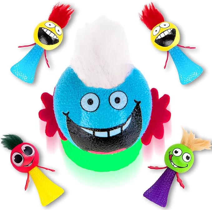 PROLOSO 40 Pcs Jumping Toys Popper Spring Launchers Bouncy Ball Hair Man