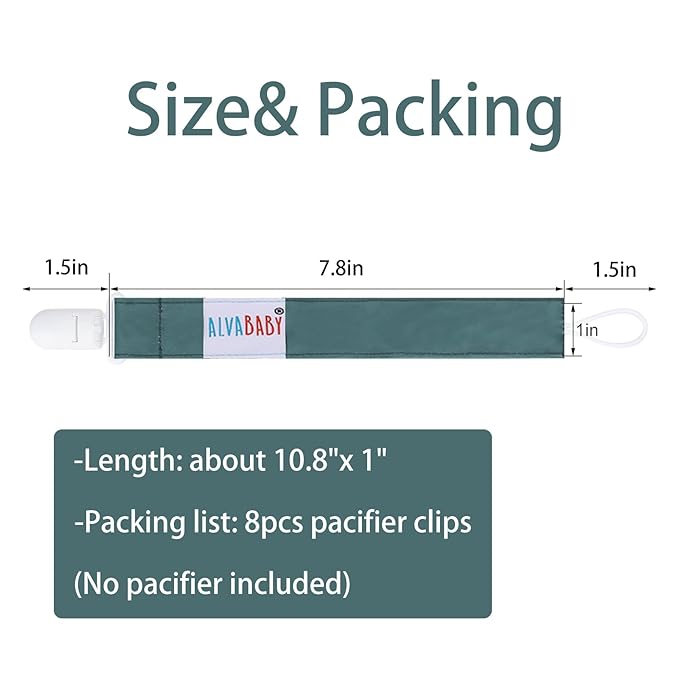 ALVABABY Pacifier Clips 8 Pack Paci Clip Holder Leashes Binky Fits Binkie Styles Teethers
