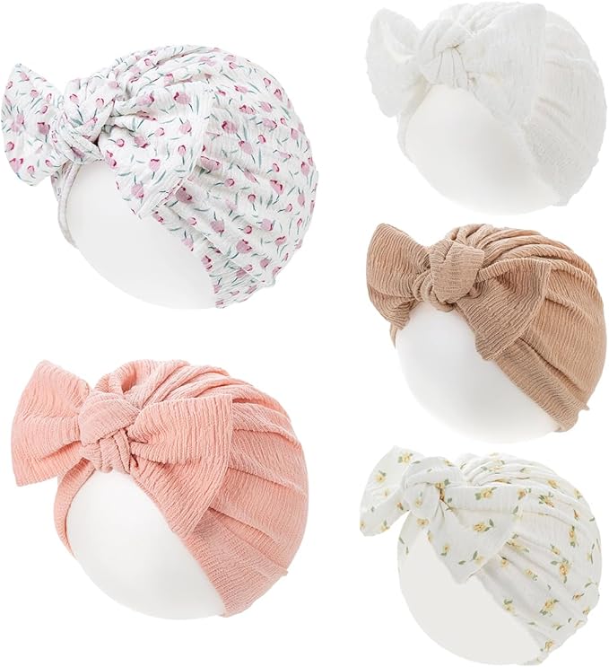 Newborn Babies Headwrap Hat Infant Toddler Cotton Soft Cute Nursery Beanie Headbands Top Bowknot Cap
